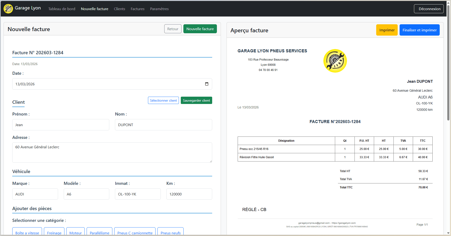 Application de facturation